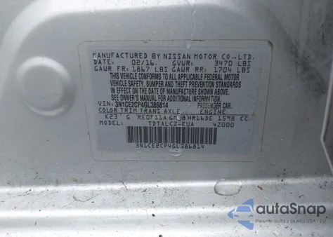 2016 Nissan Versa Note S Plus из США, поврежденный, VIN 3N1CE2CP4GL386814